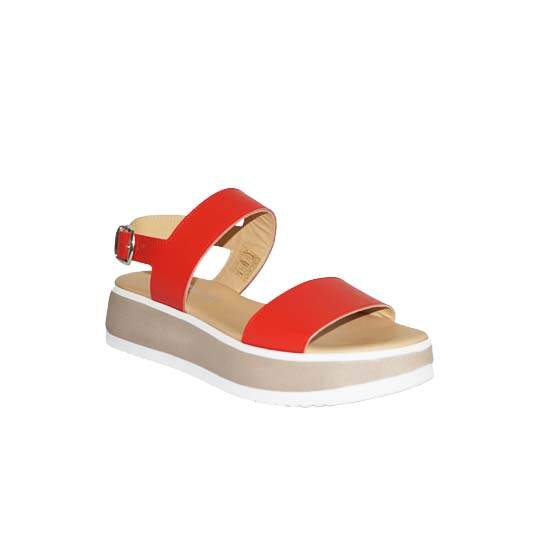 Stefania Platform Sandals, Red Coral