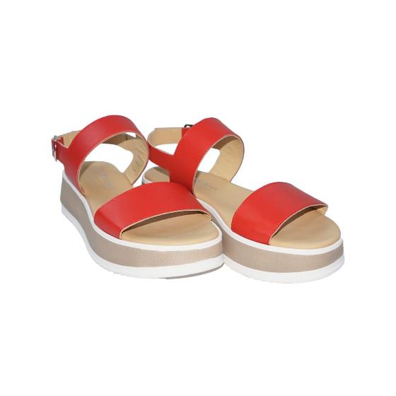 Stefania Platform Sandals, Red Coral