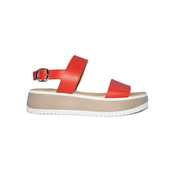 Stefania Platform Sandals, Red Coral